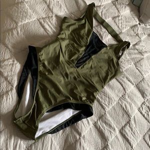 Olive green one piece swimsuit